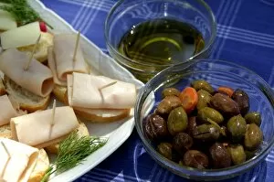 Europe, Greece, Katakolon aka Katakolo. Mercoury Winery, typical Greek snacks