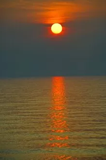 Europe, Greece, Katakolon. Sunset over the Ionian Sea