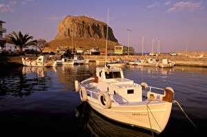 Images Dated 2nd August 2006: Europe, Greece, Lakonia, Monemvasia. Harbor view and the Gibraltar of Greece'