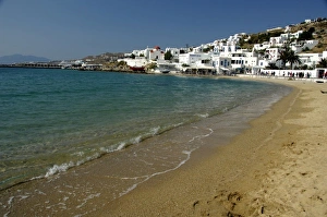 Cruise Port Prints: Europe, Greece, Mykonos. Typical beach