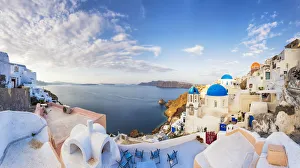 Jim Nilsen Prints: Europe, Greece, Oia. Panorama of coastal town