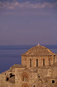 Europe, Greece, Peloponnese, Lakonia, Monemvasia Afternoon view; St. Sophia; Gibraltar