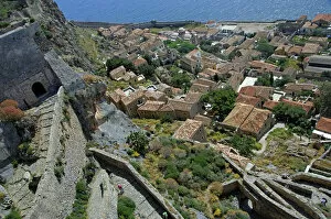 Images Dated 27th June 2007: Europe, Greece, Peloponnese, Monemvasia (single entrance). Medieval zig-zag path