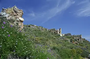 Images Dated 27th June 2007: Europe, Greece, Peloponnese, Monemvasia (single entrance). Mountain top view of medieval