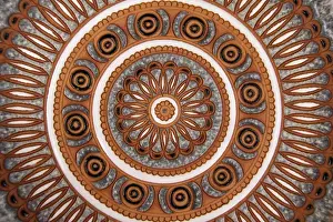 Europe, Greece, Rhodes. Hand-painted glazed ceramic dish