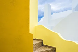 Stairway Prints: Europe, Greece, Santorini. Stairs and building shapes