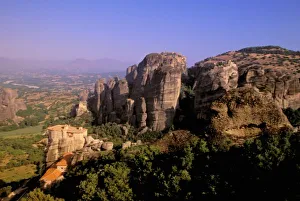 Greek Orthodox Prints: Europe, Greece, Thessaly, Meteora, Kastraki. Monastaries of Meteora