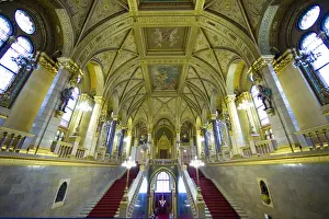 Images Dated 4th June 2009: Europe, Hungary, Budapest. Ornate interior of Parliament Building. Credit as: Jim