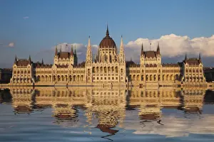Europe, Hungary, Budapest. Parliament Building on Danube River