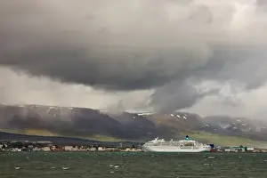 Images Dated 23rd July 2009: Europe, Iceland, Akureyri. A cruise ship anchored in the harbor. Credit as: Don Grall