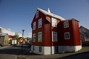 City Centre Prints: Europe, Iceland, Reykjavik. A red, metal-siding building being used as a gallery