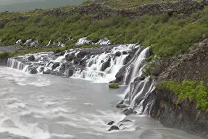 Images Dated 8th July 2005: Europe, Iceland, West Iceland, Borgarfjordur, Hraunfossar Falls, Hvita River, White River