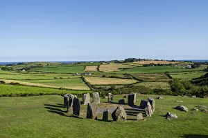 Megalithic Prints: Europe, Ireland, County Cork. Landscape with Drombeg Stone Circle