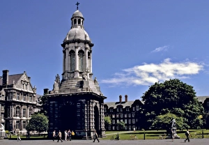 College Prints: Europe, Ireland, Dublin. The Campanile, which dates from the mid 19th centry, stands