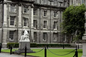 Europe, Ireland, Dublin. Trinity College, home of the Book of Kells. Statue of Provost Europe, Ireland, Dublin. Trinity College, home of the Book of Kells. Statue of Provost