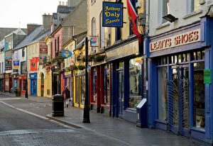 Europe, Ireland, Ennis. Early morning on a street in the center of town. Credit as