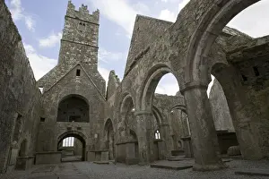 Cloister Prints: Europe, Ireland, Galway. Inside the Ross Errilly Friary. Credit as: Wendy Kaveney