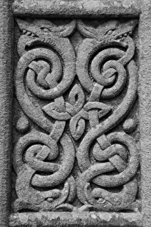 Art And Craft Prints: Europe, Ireland, Glendalough. Cletic Patterns on Cross at Glandalough