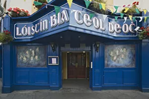 Europe, Ireland, Kilkenny. Exterior of blue-painted pub. Credit as: Dennis Flaherty