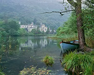 Quiet Prints: Europe, Ireland, Kylemore. A light rain enhances the cool and quiet impression of Kylemore Abbey