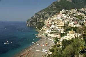 Images Dated 27th June 2007: Europe, Italy, Amalfi Coast, Bay of Salerno, Positano. Colorful coastal overlook
