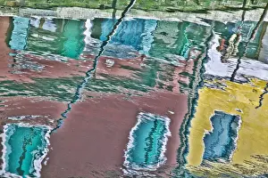 Images Dated 12th May 2010: Europe; Italy; Burano; Bright Colored Homes Along the Canal in Reflection