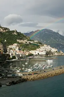 Images Dated 6th May 2005: Europe, Italy, Campania (Amalfi Coast) Amalfi: Town View with Rainbow