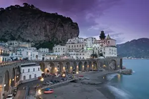 Amalfi Prints: Europe, Italy, Campania (Amalfi Coast) Atrani: Evening Town View