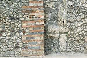 Europe, Italy, Campania, POMPEI: Stone Wall Detail