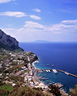 Marina Prints: Europe, Italy, Capri. Marina Grande as seen from Capri, on the Isle of Capri in Italy
