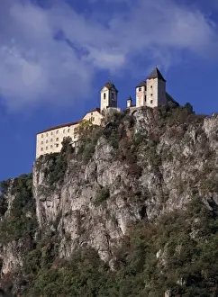 Klausen Prints: Europe, Italy, Chiusa. A summer view of a hill-top monastery, in Chiusa or Klausen
