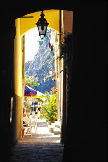 Europe, Italy, Cinque Terre. Hallway in Vernazza