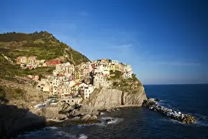 Images Dated 25th May 2010: Europe; Italy; Cinque Terre; Manarola; Evening Light on the City