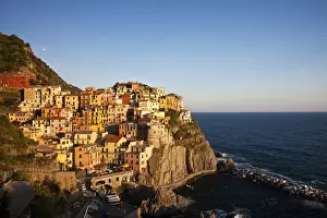 Images Dated 25th May 2010: Europe; Italy; Cinque Terre; Manarola; Evening Light on the City