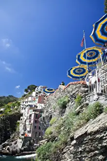 Images Dated 25th May 2010: Europe; Italy; Cinque Terre; Manarola; Manarola Viewed from Beach