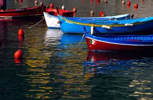 Europe, Italy, Cinque Terry, boats in Vernazza harbor