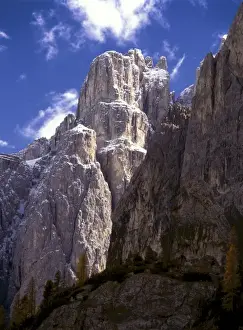 Jagged Prints: Europe, Italy, Corvara. There is a stunning view of the jagged peaks in Italys Dolomite Alps