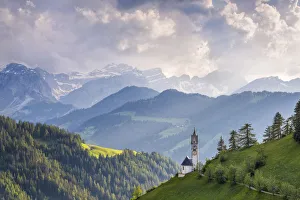 Wengen Prints: Europe, Italy, Dolomites, Wengen. Landscape with Chapel of St. Barbara. Credit as