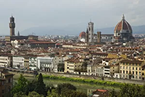 Images Dated 29th April 2008: Europe, Italy, Florence. Overview of the city and the River Arno as seen from Michelangelo Plaza