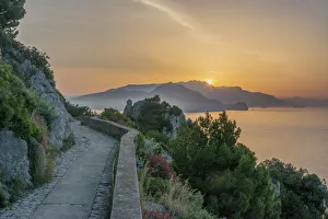 Beautiful Prints: Europe, Italy, Isle of Capri, Sunrise Over the Sorrento Peninsula