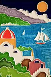 Images Dated 27th March 2011: Europe, Italy. Italian hand-painted glazed ceramic tile