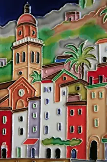 Souvenir Prints: Europe, Italy. Italian hand-painted glazed ceramic tile