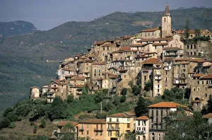 Images Dated 16th June 2011: Europe, Italy, Liguria, Apricale. Riviera Di Ponente; morning hill town view