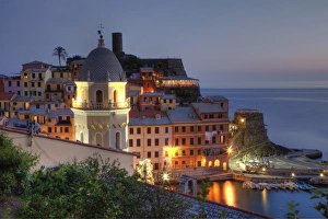 Images Dated 23rd May 2010: Europe, Italy, Liguria region, Cinque Terre. The hillside town of Vernazza in the evening