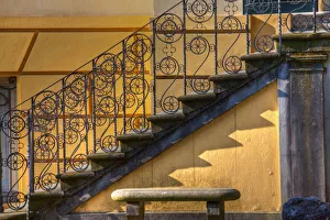 Europe; Italy; Lucca; Bright Color of Staircase