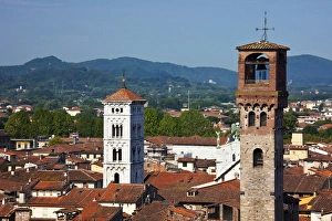 Images Dated 23rd May 2010: Europe; Italy; Lucca; Guinigi Tower, Torre delle Ore, clock tower, medieval towers