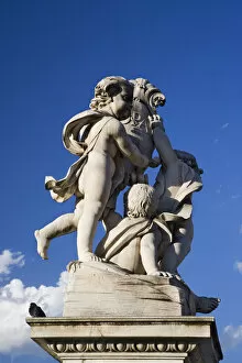 Europe, Italy, Pisa. Detail of a statue is near the Leaning Tower in the Piazza Dei Miracoli
