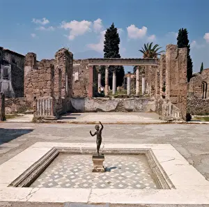 Roman Prints: Europe, Italy, Pompeii. The remains of the House of the Faun include geometric mosaics