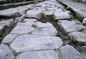 Damaged Prints: Europe, Italy, Pompeii. The ruts of chariots are still visible at Pompeii