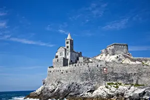 Bell Tower Prints: Europe; Italy; Portovenere; Church of San Pietro in Portovenere, Italy Stands